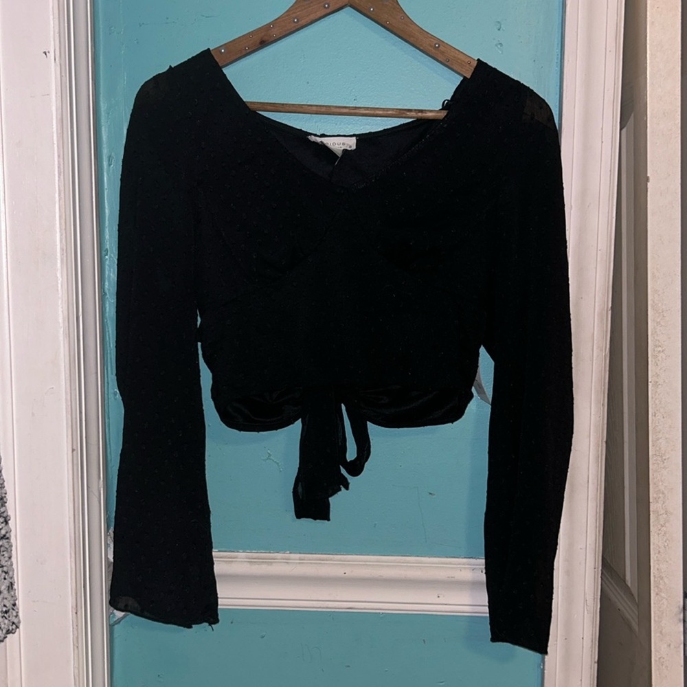 Dressy black long sleeve crop
